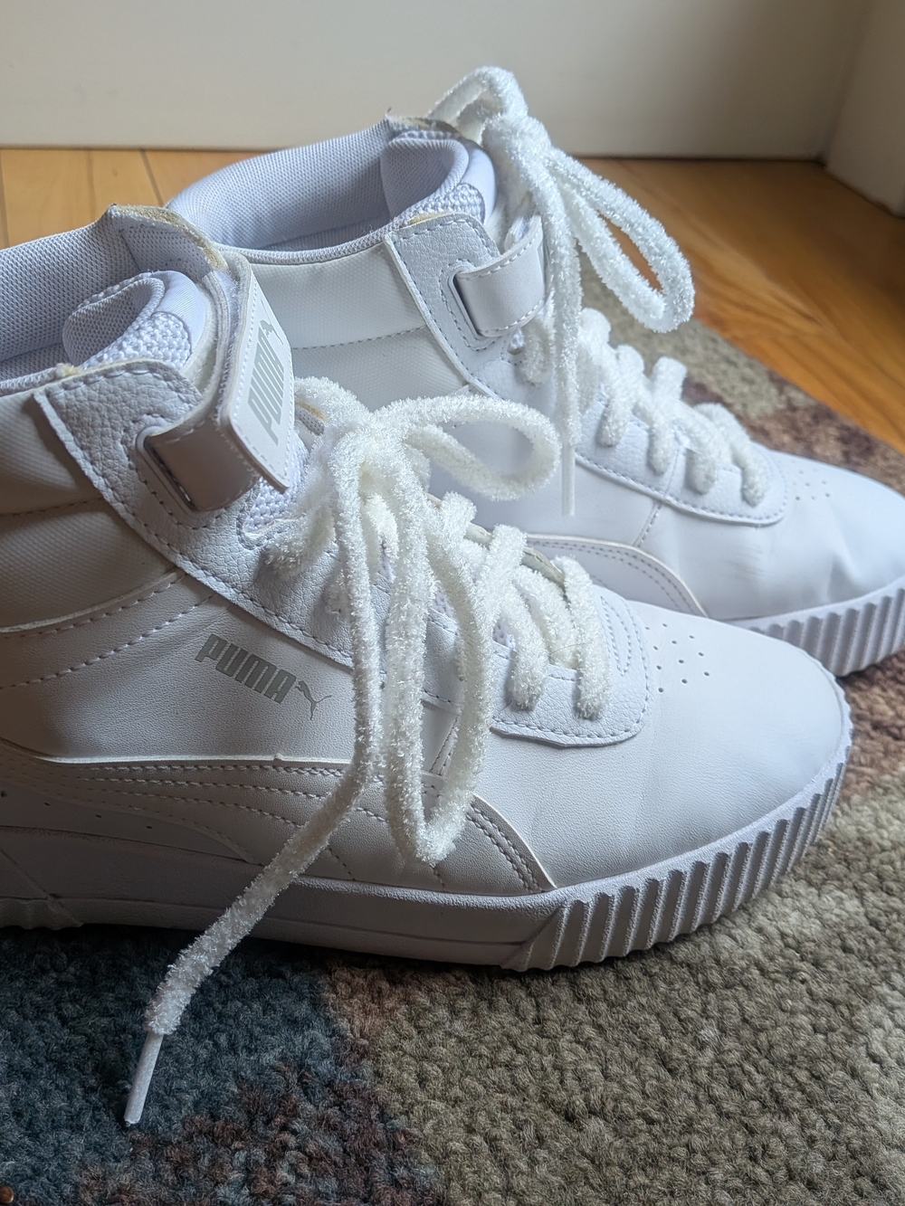 Puma White High-Top Lace-Up Sneakers